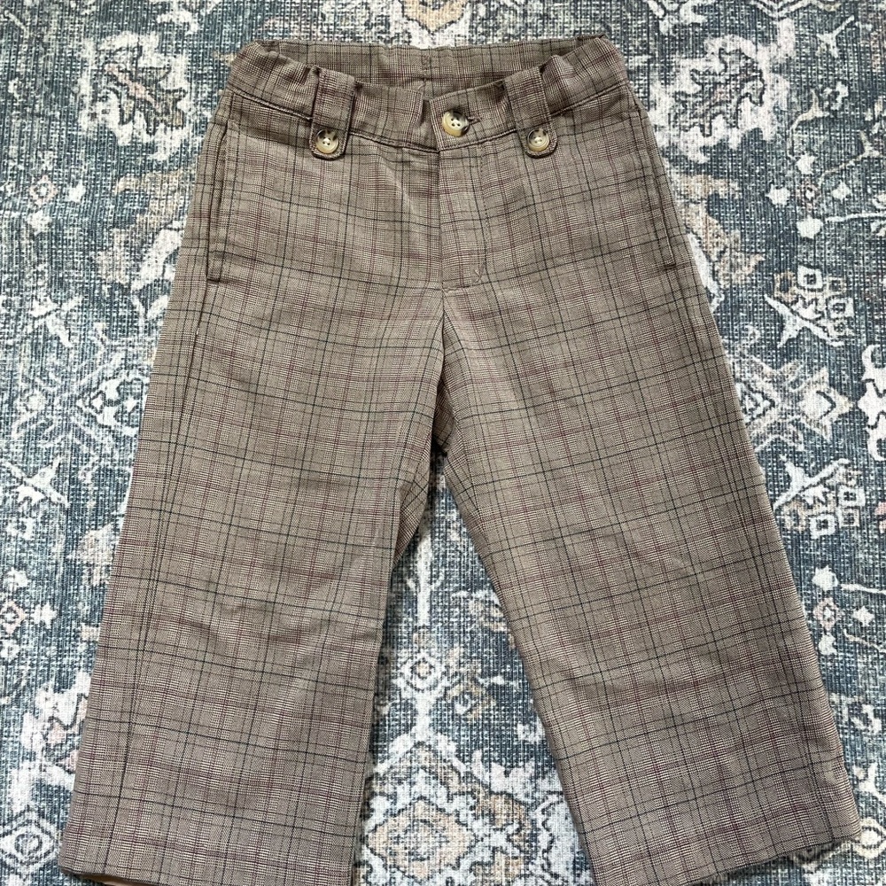 Janie and Jack Brown Plaid Boys Trousers